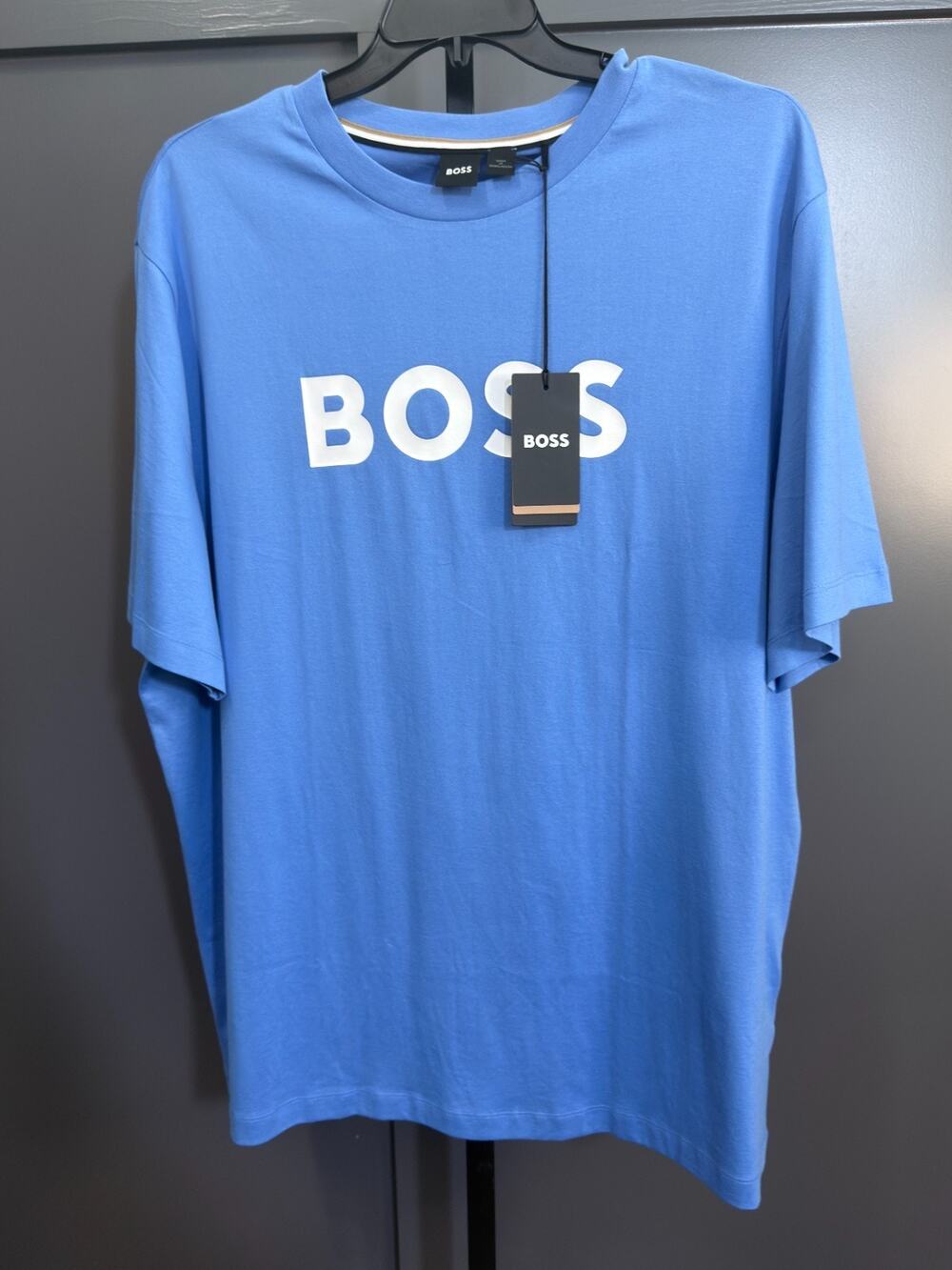 Hugo Boss Large Logo T-Shirt Blue Short Sleeve Crewneck 2XT NWT